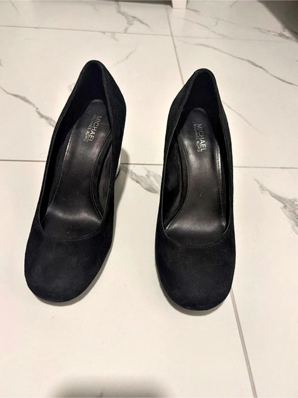 Michael Kors Sculptural Heels in Black & Silver